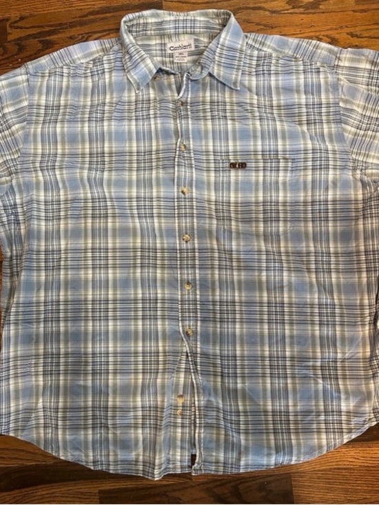 Carhartt Other - Carhartt Men's Light Blue & Gray Plaid Cotton Button-Down Shirt